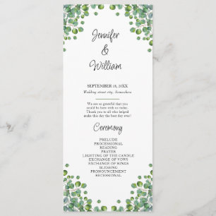 Elegant Eucalyptus Greenery Wedding Program