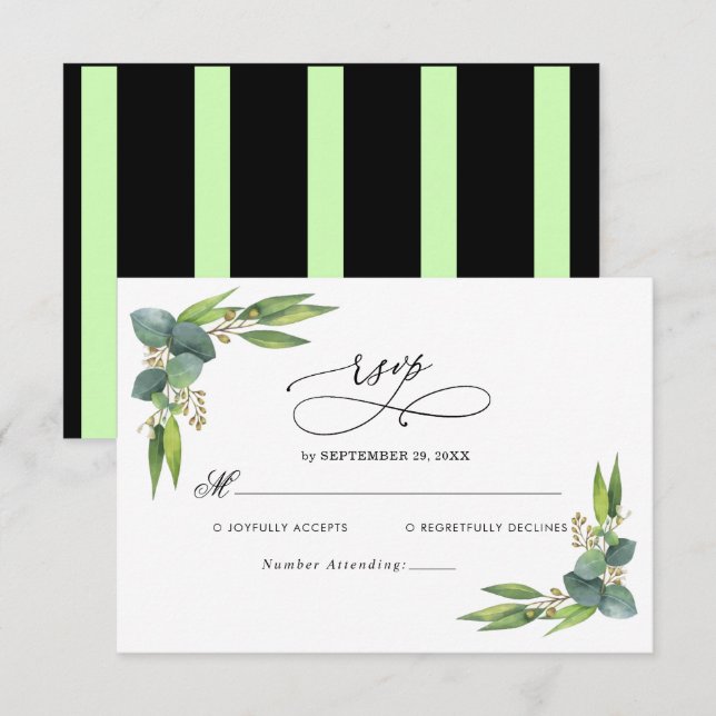 Elegant Eucalyptus greenery Wedding RSVP Card (Front/Back)