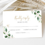 Elegant Eucalyptus Greenery Wedding RSVP Card<br><div class="desc">Designed to coordinate with our Moody Greenery wedding collection,  this customizable RSVP card,  features watercolor greenery eucalyptus branch paired with a trendy script font in gold and classy serif font in grey. To make advanced changes,  go to "Click to customize further" option under Personalize this template.</div>