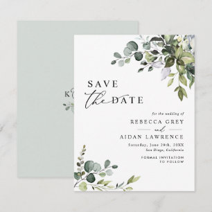 Elegant Eucalyptus Greenery Wedding Save the Date Invitation