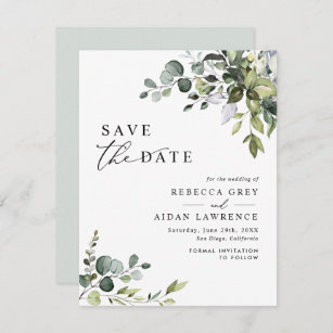 Elegant Eucalyptus Greenery Wedding Save the Date Invitation