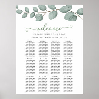 Elegant Eucalyptus Greenery Wedding Seating Chart