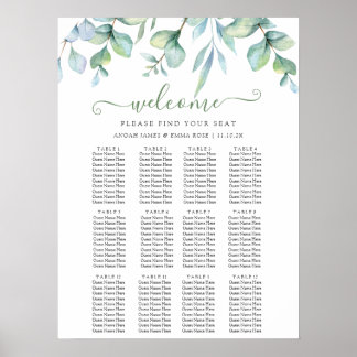 Elegant Eucalyptus Greenery Wedding Seating Chart