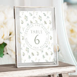 Elegant eucalyptus greenery wedding table numbers<br><div class="desc">Greenery elegant botanical watercolor white flowers with eucalyptus leaves for spring or summer garden wedding table numbers.</div>