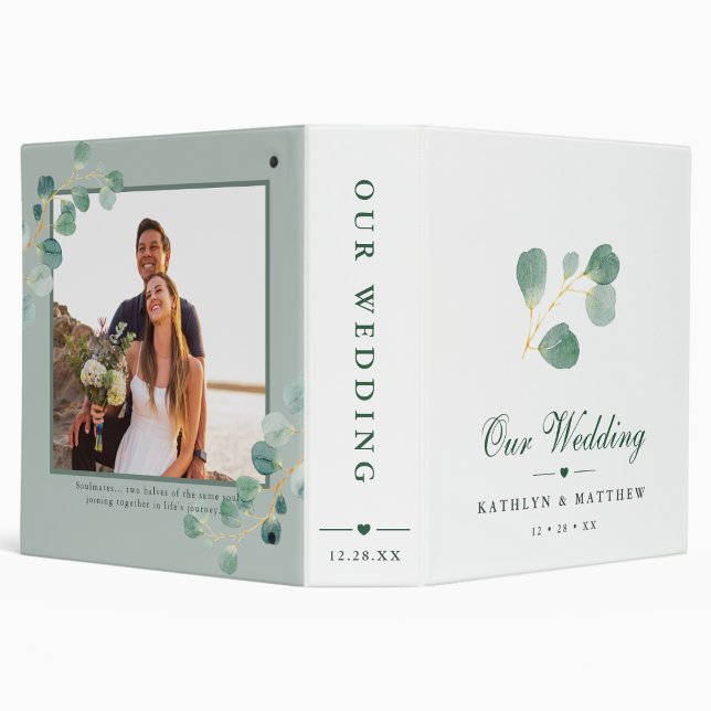 Elegant Eucalyptus Greenery Wedding Wedding Album Binder (Creator Uploaded)