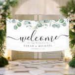 Elegant Eucalyptus Greenery Wedding Welcome Banner<br><div class="desc">Elegant Eucalyptus Greenery Wedding Welcome Banner. Classy,  simple and modern design template featuring signature handwritten calligraphy script typography.</div>