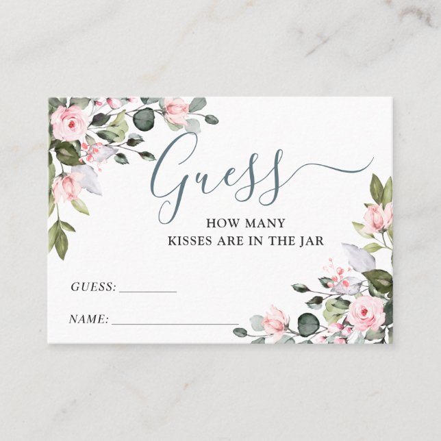 Elegant Eucalyptus Guess How Many Game Card (Front)