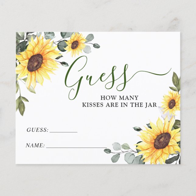 Elegant Eucalyptus Guess How Many Game Card (Front)