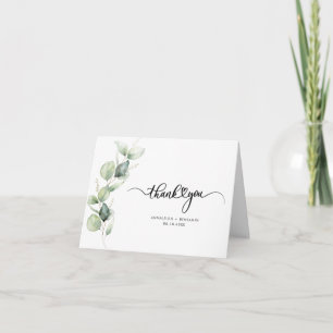 Elegant Eucalyptus Hand-Lettered Wedding Thank You Card