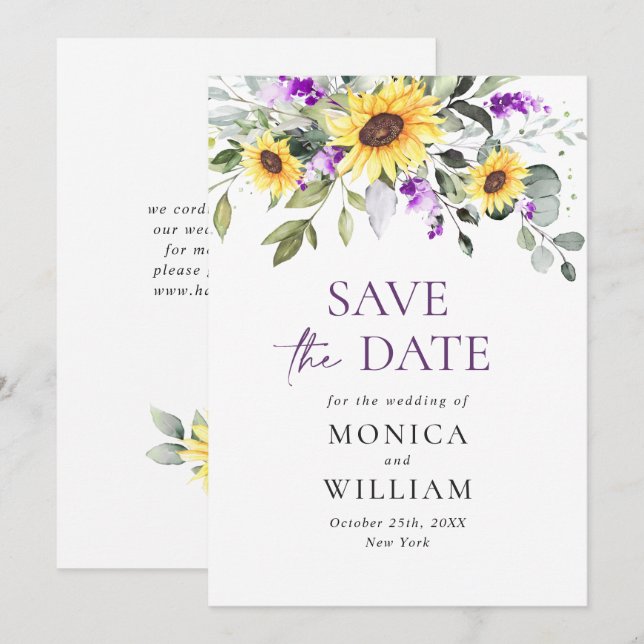 Elegant Eucalyptus Lavender Wedding Save The Date (Front/Back)
