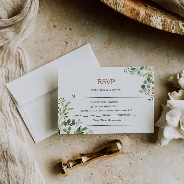 Elegant Eucalyptus Leaf Greenery Rsvp Menu Choice (Creator Uploaded)