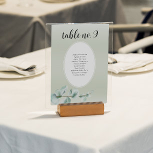 Elegant Eucalyptus leaf Greenery Wedding Table Number