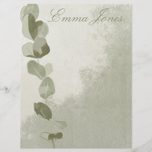 Elegant Eucalyptus Leaf Letterhead (Front)