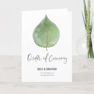 Elegant Eucalyptus Leaf Order Ceremony Wedding Program