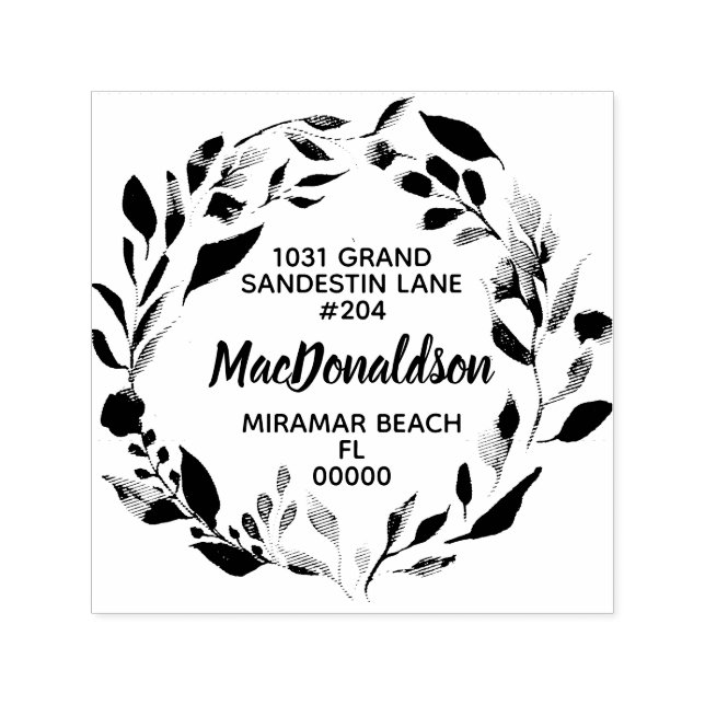 Elegant Eucalyptus Leaf Wreath Return Address Self-inking Stamp (Design)