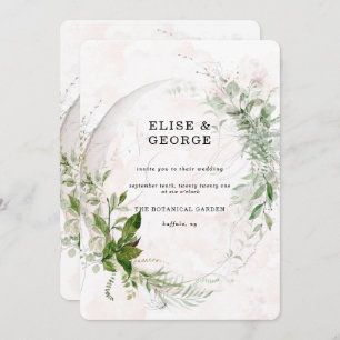 Elegant Eucalyptus Leaves Blush Pink Wedding Invitation