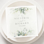 Elegant Eucalyptus Leaves Greenery Gold Wedding Napkin<br><div class="desc">Beautiful wedding napkins featuring watercolor eucalyptus and gold leaves.</div>