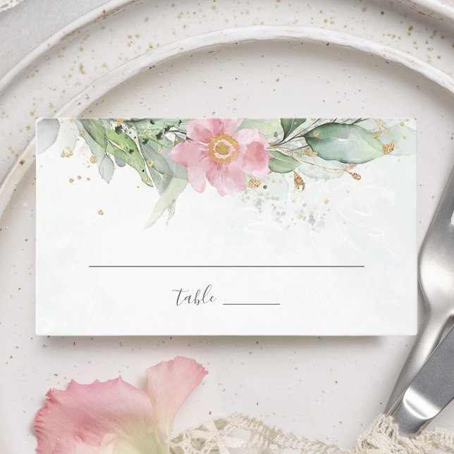 Elegant Eucalyptus Leaves Greenery Gold Wedding Place Card (Creator Uploaded)