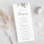 Elegant Eucalyptus Leaves Greenery Gold Wedding Program<br><div class="desc">Beautiful wedding program cards featuring watercolor eucalyptus and gold leaves.</div>