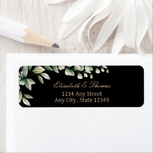 Elegant eucalyptus leaves return address label