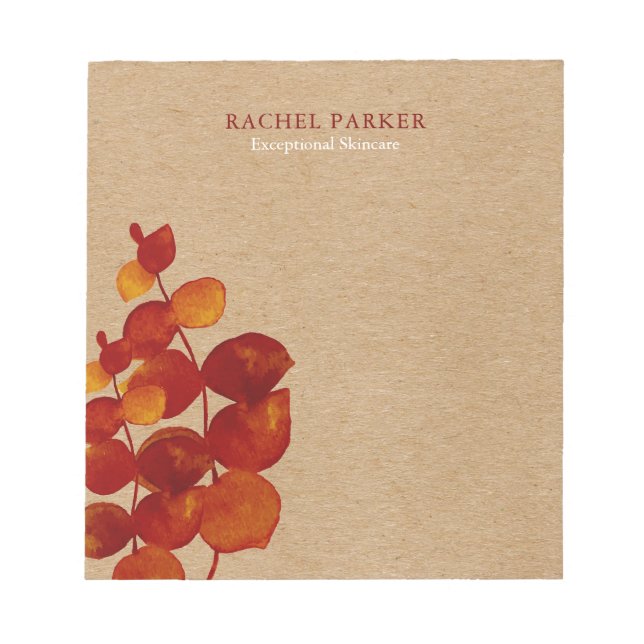 Elegant Eucalyptus Leaves Rustic Kraft Notepad (Front)