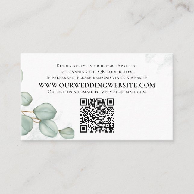Elegant Eucalyptus Leaves Simple Photo QR Code  Business Card (Front)