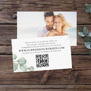 Elegant Eucalyptus Leaves Simple Photo QR Code  Business Card