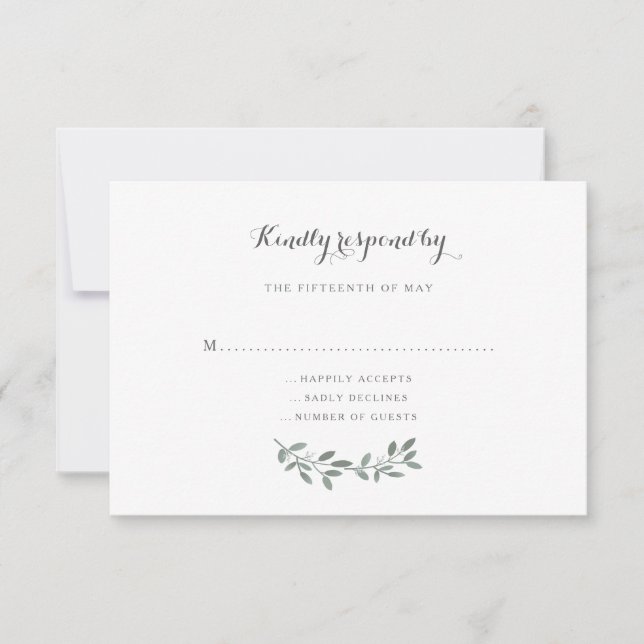 Élégant Eucalyptus Mariage Suite réponse RSVP (Devant)