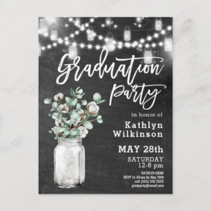 Elégant Eucalyptus Mason Jar Graduation Invitation