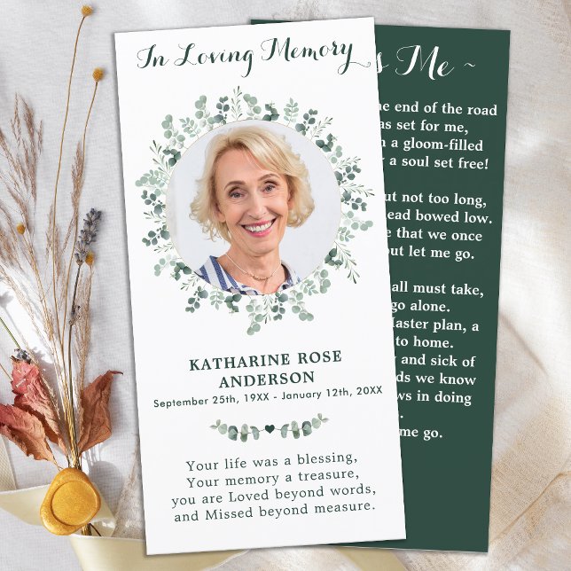 Elegant Eucalyptus Memorial Photo Funeral Prayer C (Creator Uploaded)