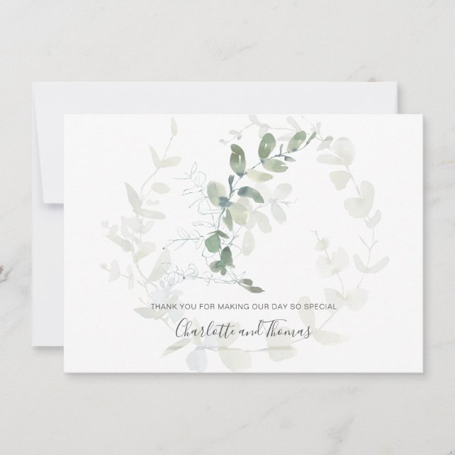 Elégant Eucalyptus Merci Mariage (Devant)