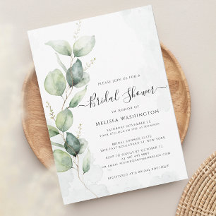 Elegant Eucalyptus Minimalist Bridal Shower Invitation