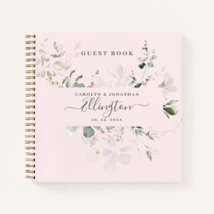 Elegant Eucalyptus Modern Script Photo Guest book 