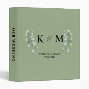 elegant eucalyptus monogram sage green albums binder
