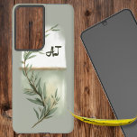 Elegant Eucalyptus Monogram Samsung Galaxy Case<br><div class="desc">Watercolor eucalyptus sprig on a sage background with your initials.</div>