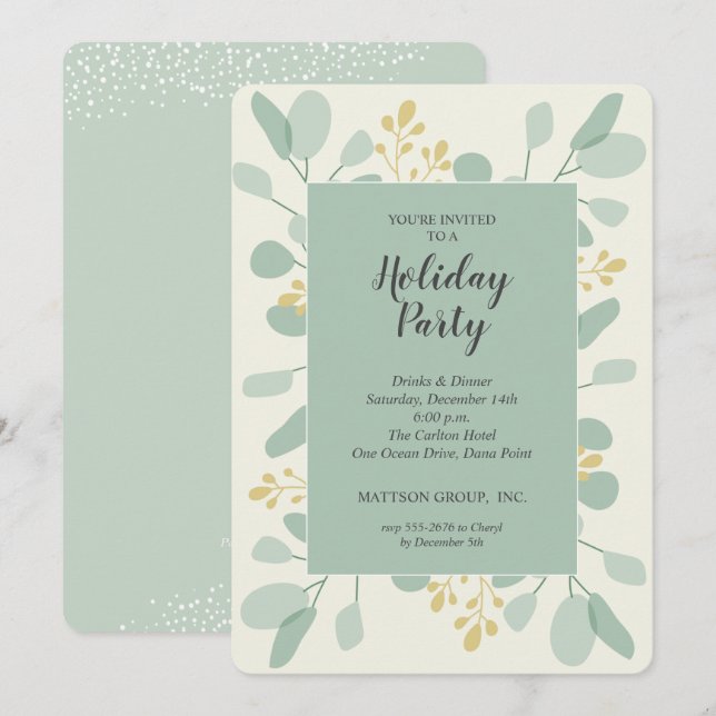 Elégant Eucalyptus Noël Invitations (Devant / Derrière)