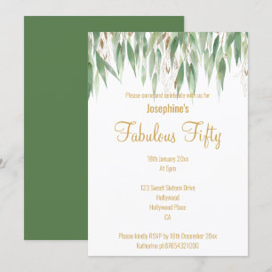ÉLÉGANT EUCALYPTUS OR BLANC INVITATION PERSONNALIS
