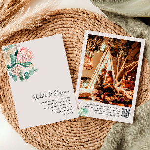 Elegant Eucalyptus Pampas Grass Protea Photo Invitation