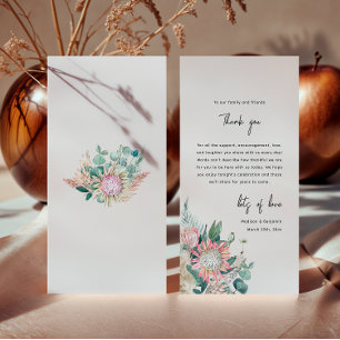 Elegant Eucalyptus Pampas Grass Protea Wedding Thank You Card