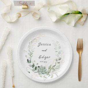 elegant eucalyptus paper plate