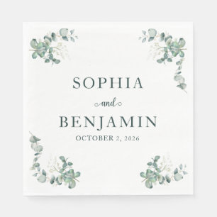 Elegant Eucalyptus Personalized Wedding Napkins