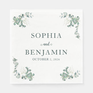 Elegant Eucalyptus Personalized Wedding Napkins