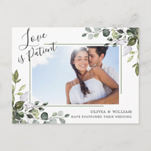 Elegant Eucalyptus PHOTO Wedding Change of Plans Postcard