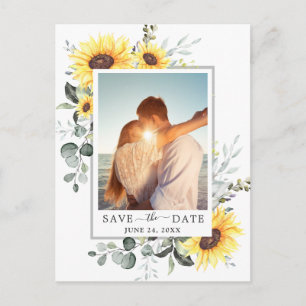 Elegant Eucalyptus PHOTO Wedding Save the Date Postcard