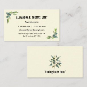 Elegant Eucalyptus Psychotherapist and Counselor Business Card