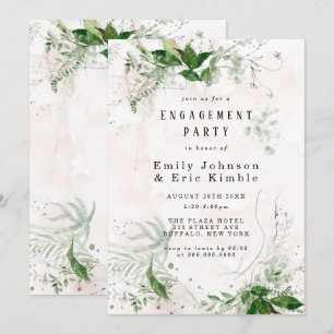 Elegant Eucalyptus Rustic Pink Engagement Party Invitation