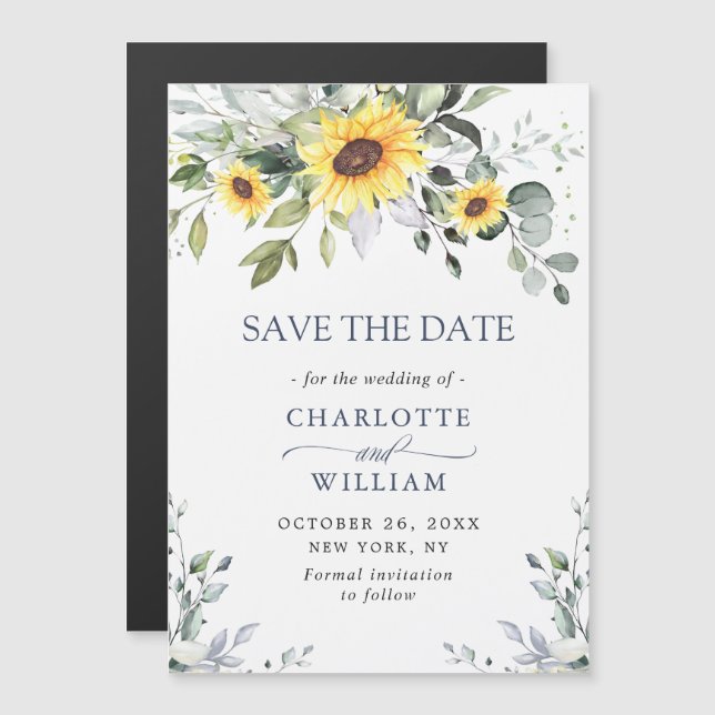 Elegant Eucalyptus Save the Date Magnetic Card (Front/Back)