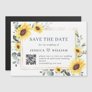Elegant Eucalyptus Save the Date QR Magnetic Card