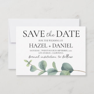 Elegant Eucalyptus Save the Date Wedding Card