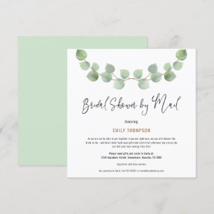 Elegant Eucalyptus Script Bridal Shower by Mail Invitation